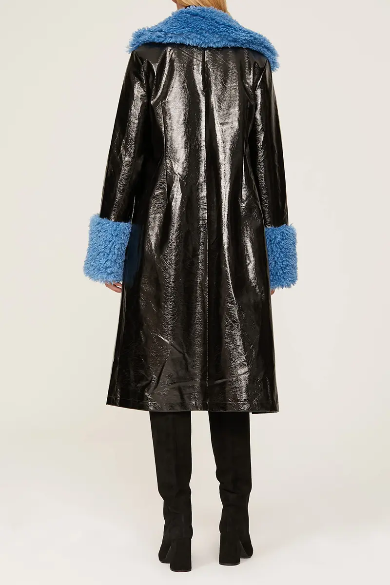 Love, Whit by Whitney Port Faux Sherpa Collar Coat XX-Large | Faux Leather Long Coat for Women - view 4