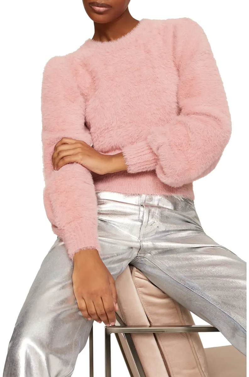Ronny Kobo Collective Carina Fuzzy Sweater Pink Medium | Cozy, Loose Fit, Nylon & Spandex - view 5