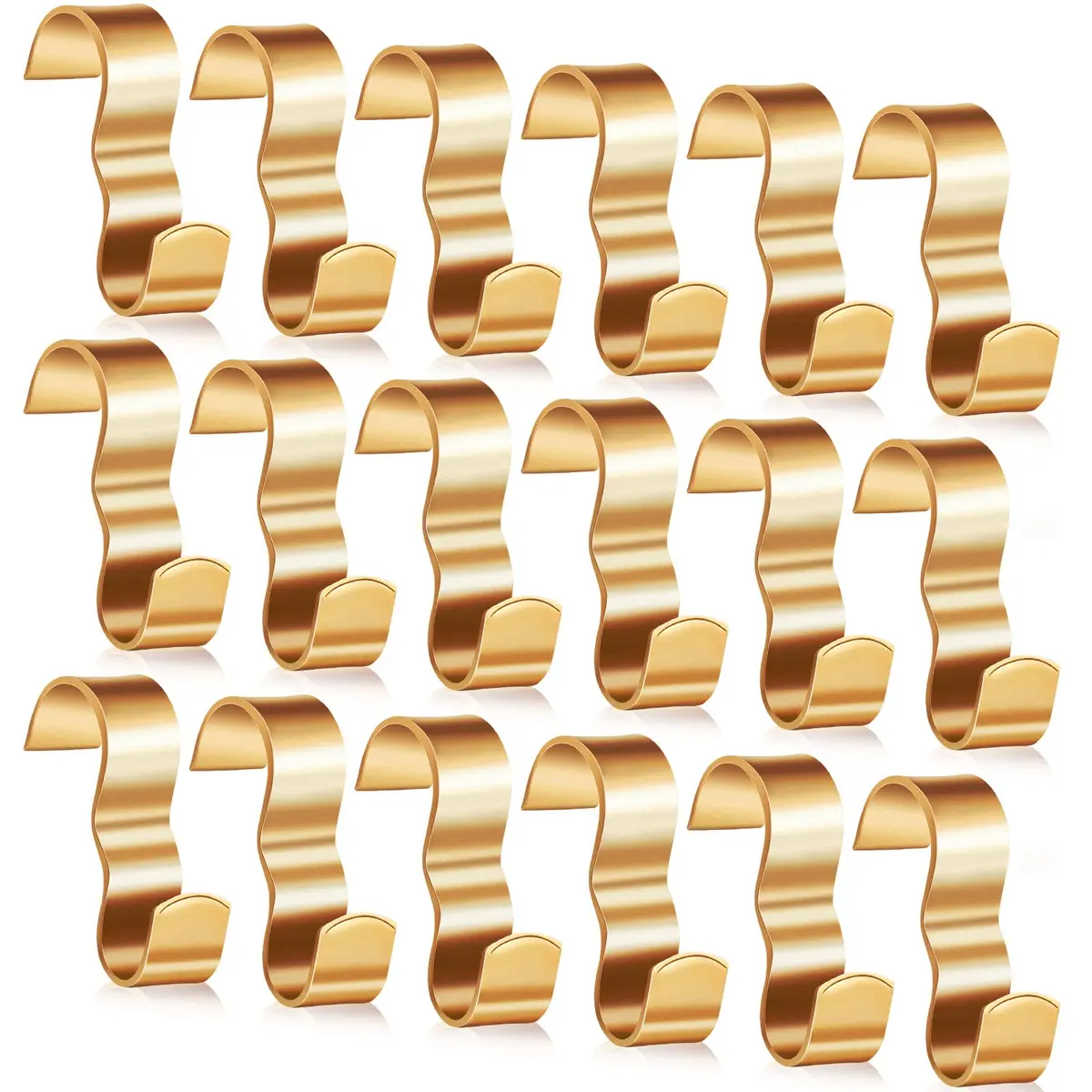 Moxweyeni 18 Pcs Picture Rail Hooks Hanging System Kit, Hold 25 Lb, Golden | Heavy Duty Wall Hooks for Art & Decor - main product image