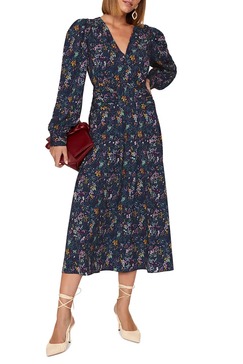 Derek Lam Collective Blue Floral Dress 52 | Elegant Floral Midi for Women - main product image