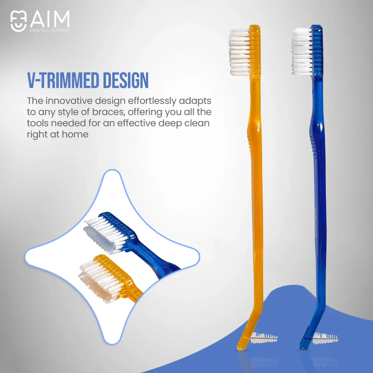 AIM DENTAL SUPPLY Toothbrush for Braces, Soft Head V-Trimmed Design 2-Pack | Orthodontic Cleaning with Soft Bristles - view 6