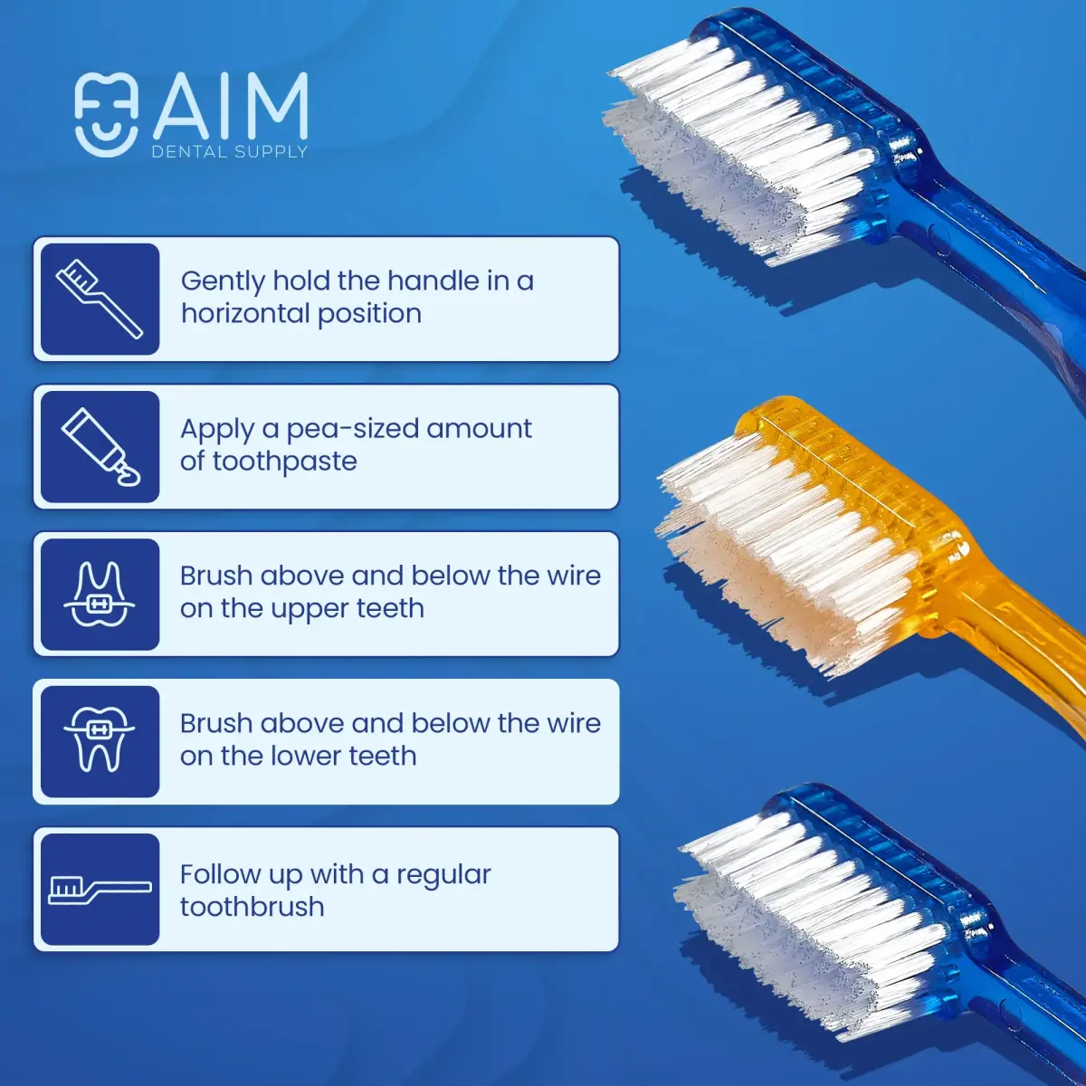 AIM DENTAL SUPPLY Toothbrush for Braces, Soft Head V-Trimmed Design 2-Pack | Orthodontic Cleaning with Soft Bristles - view 3