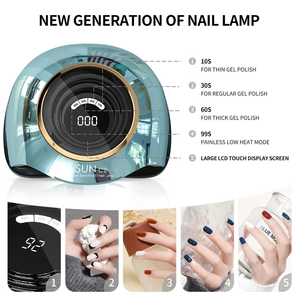 MIRAGE LAYON UV Light for Nails 288W with 63 LED Beads | Fast 10s Drying, LCD Display, Auto Sensor - view 5