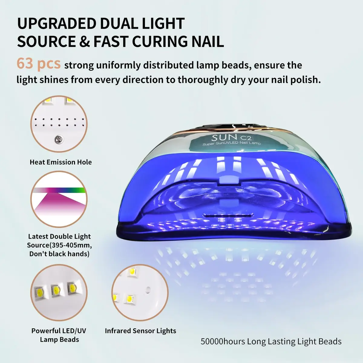 MIRAGE LAYON UV Light for Nails 288W with 63 LED Beads | Fast 10s Drying, LCD Display, Auto Sensor - view 3