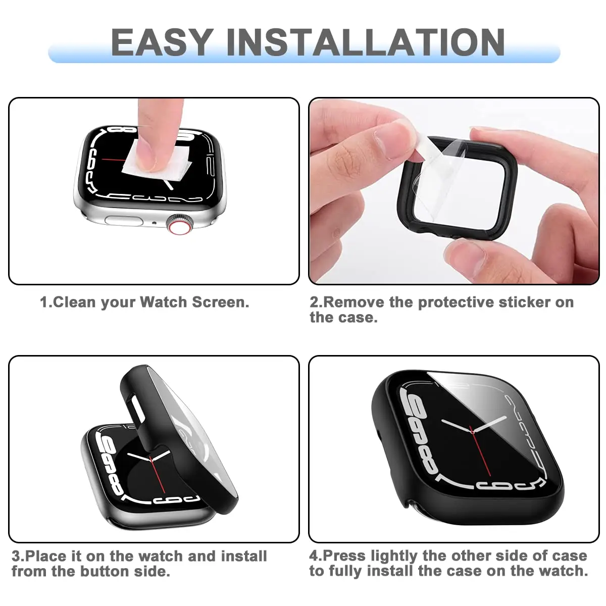 Rontion 6 Pack Hard PC Case for Apple Watch 44mm SE 3/SE 2/ Series 6/SE/5/4 with Built-in Tempered Glass Screen Protector - view 6