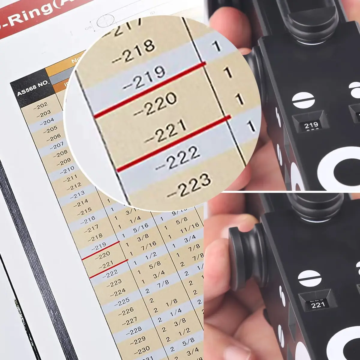 BUSY-CORNER Telescoping O-Ring Gauge for AS568/BS1806 Standards | Measures ID, OD, Thickness Up to 13" ID - view 4