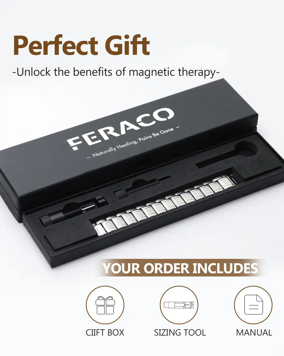 Feraco Magnetic Bracelet for Men Titanium Steel 21.7cm (8.54in) | 3500 Gauss Magnets - view 7