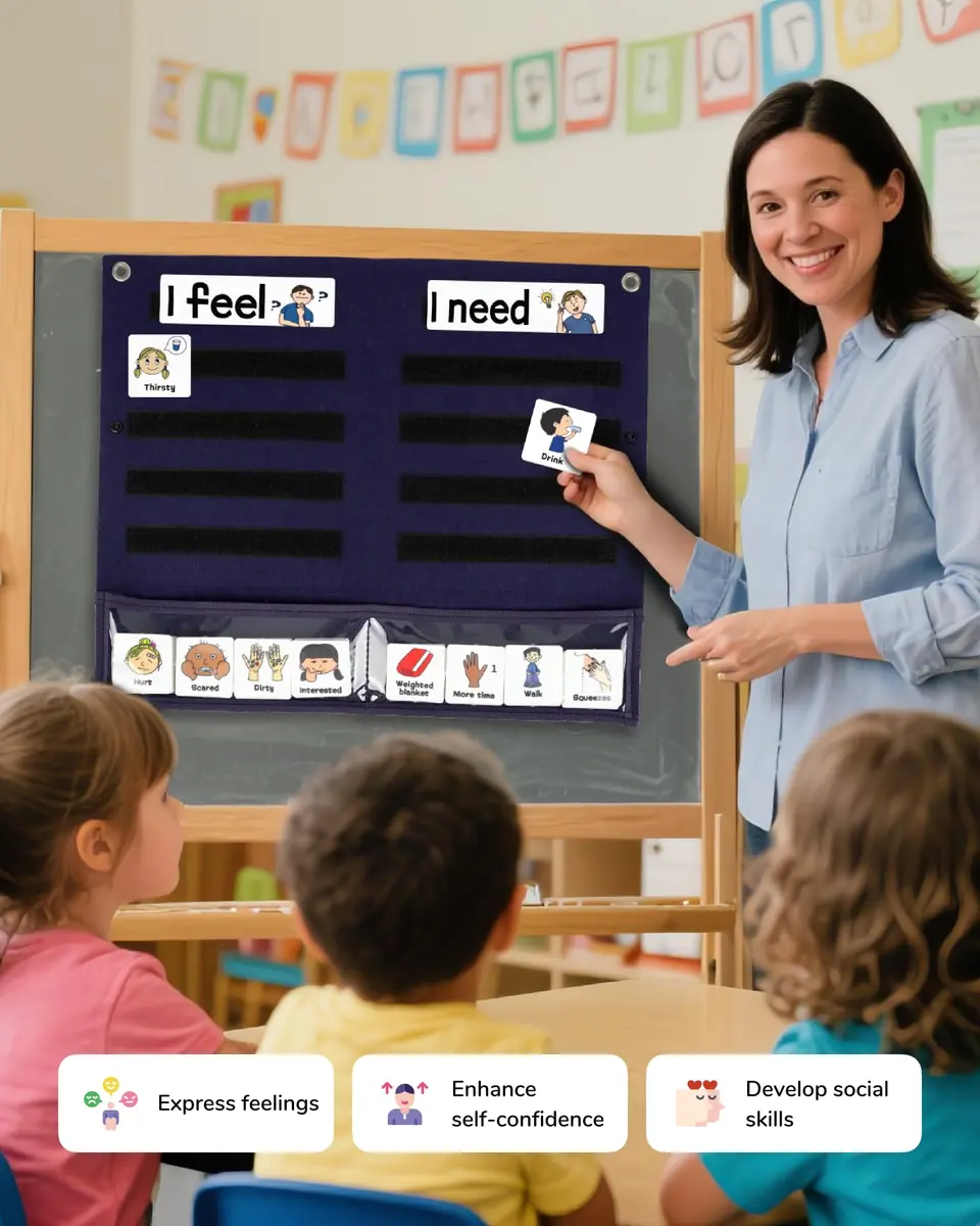 CHEFAN Feelings Chart for Kids, Autism & SEL Classroom Tool | Visual Emotion & Needs Board - view 5