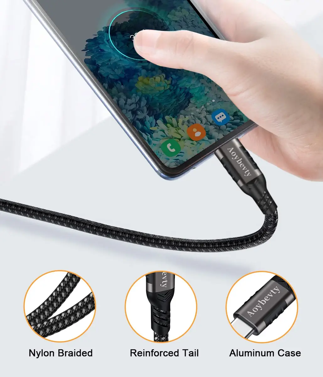 Aoybevty USB A to USB C Cable 10FT (3.05m), 10Gbps Data Transfer & 60W Fast Charging | Grey - view 7