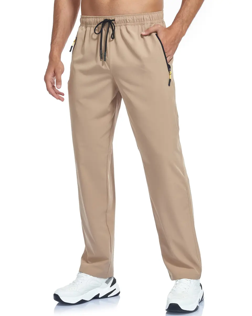 GAXIDES Mens Workout Hiking Pants Lightweight Quick Dry Waterproof Khaki 3XL | Breathable, Water-Resistant Active Joggers - main product image