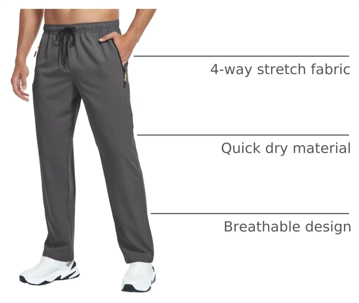 GAXIDES Mens Hiking Pants Lightweight Quick Dry Waterproof 2XL | Breathable, UPF 50+ with Zipper Pockets - view 4