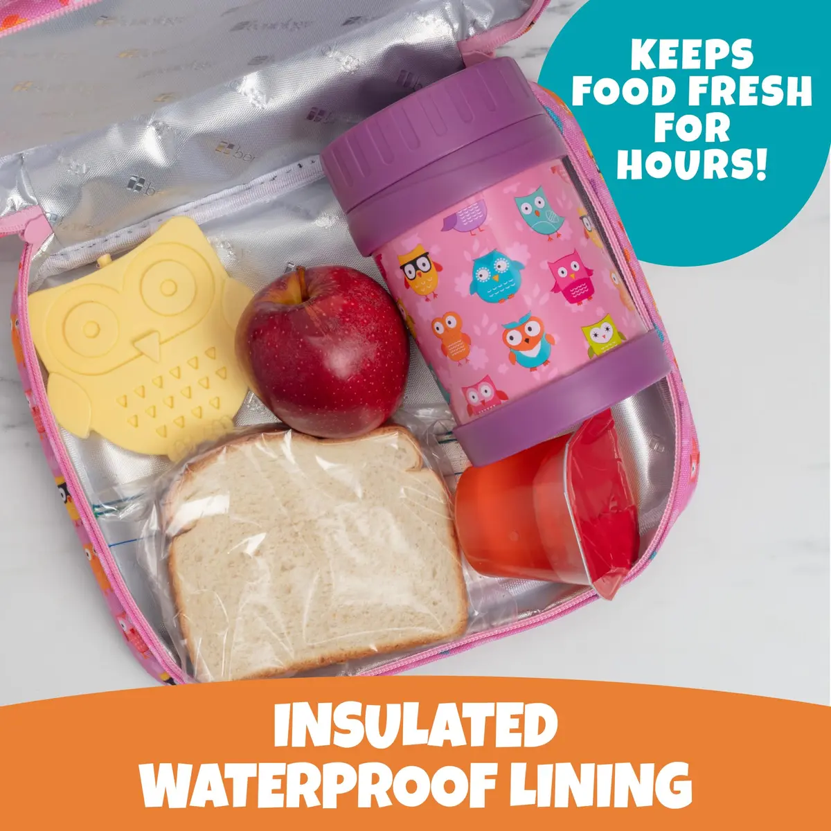 Bentology Kids Insulated Lunch Box Set with thermos Food Jar and Ice Pack | Food Safe, BPA-Free, Suitable for Ages 3+ - view 2