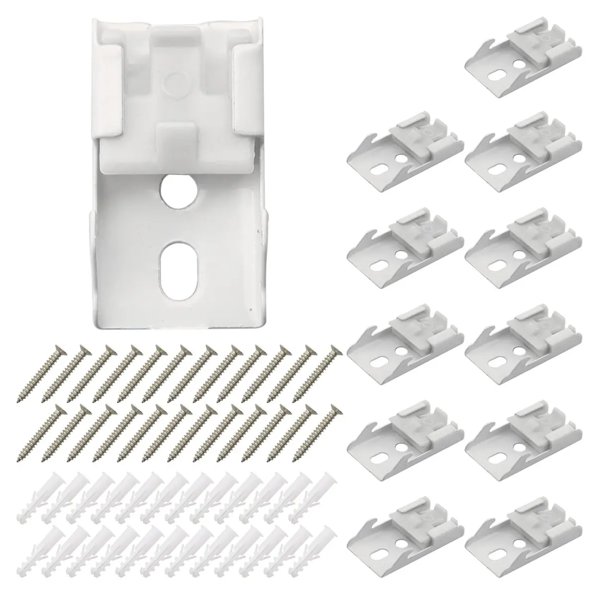 MEETOOT 12pcs Curtain Track Mounting Bracket White Ceiling Mount Brackets 36mm Support Load 3kg - main product image