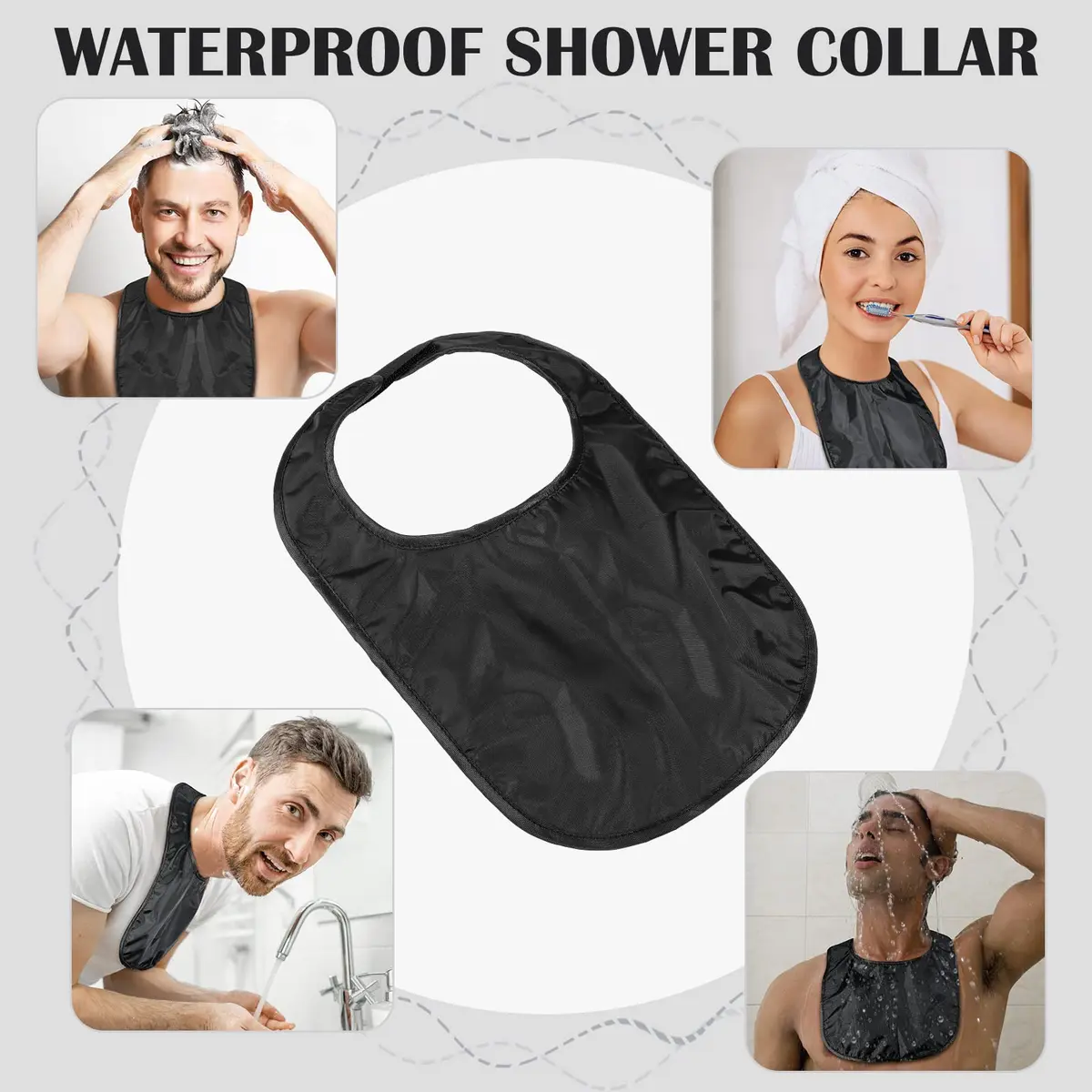 Oudain Tracheostomy Shower Covers 3 Pcs Black | Waterproof, Adjustable & Reusable - view 4