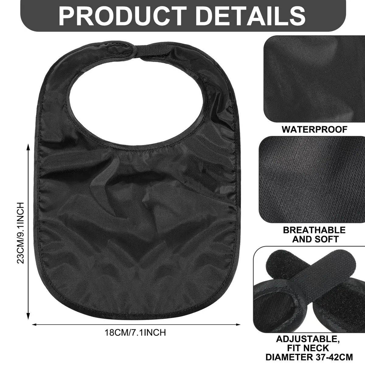 Oudain Tracheostomy Shower Covers 3 Pcs Black | Waterproof, Adjustable & Reusable - view 2