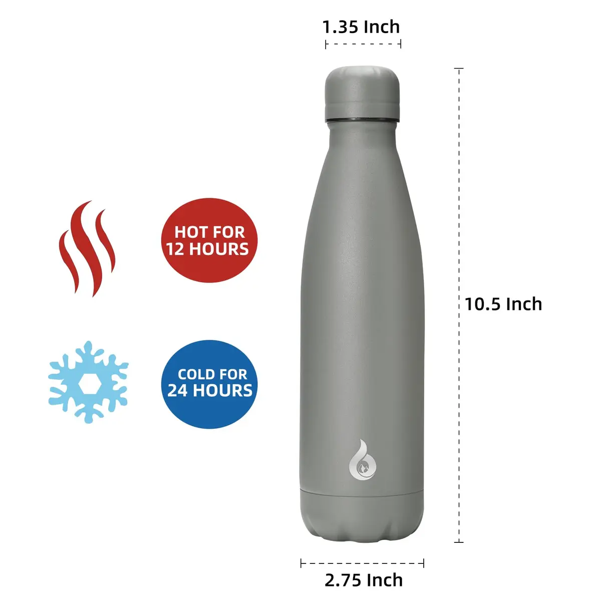 BJPKPK 17 oz Stainless Steel Insulated Water Bottle | Keeps Cold 24H & Hot 12H | Leak Proof - view 3