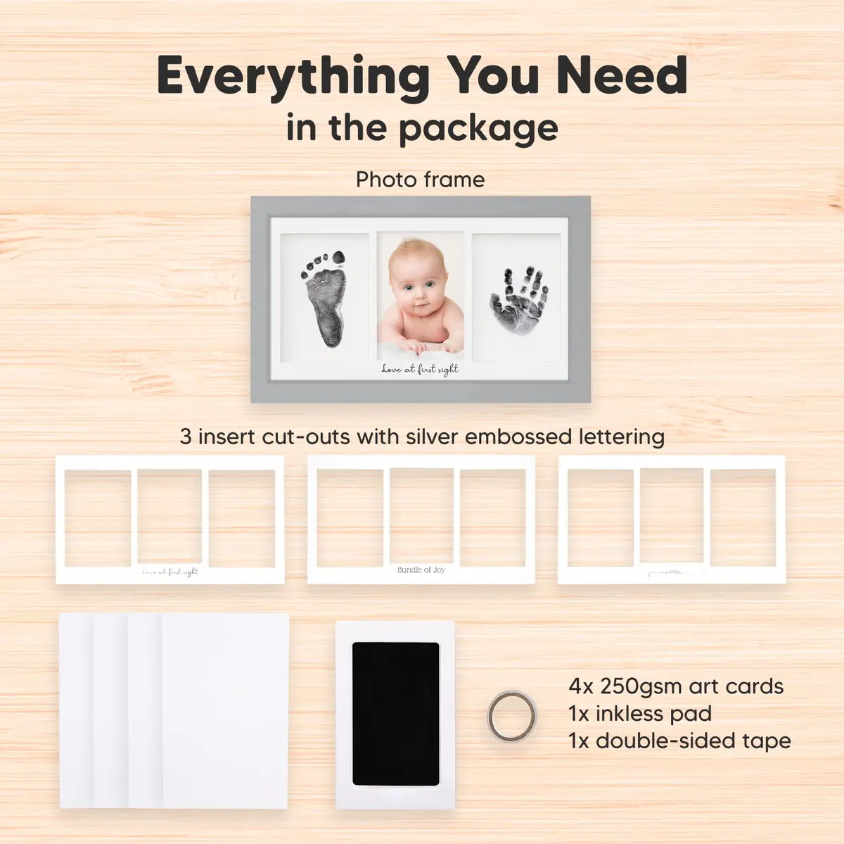 KeaBabies Inkless Baby Hand & Footprint Kit | Mess-Free Newborn Keepsake (Cloud Gray, 13" x 7.8") - view 5