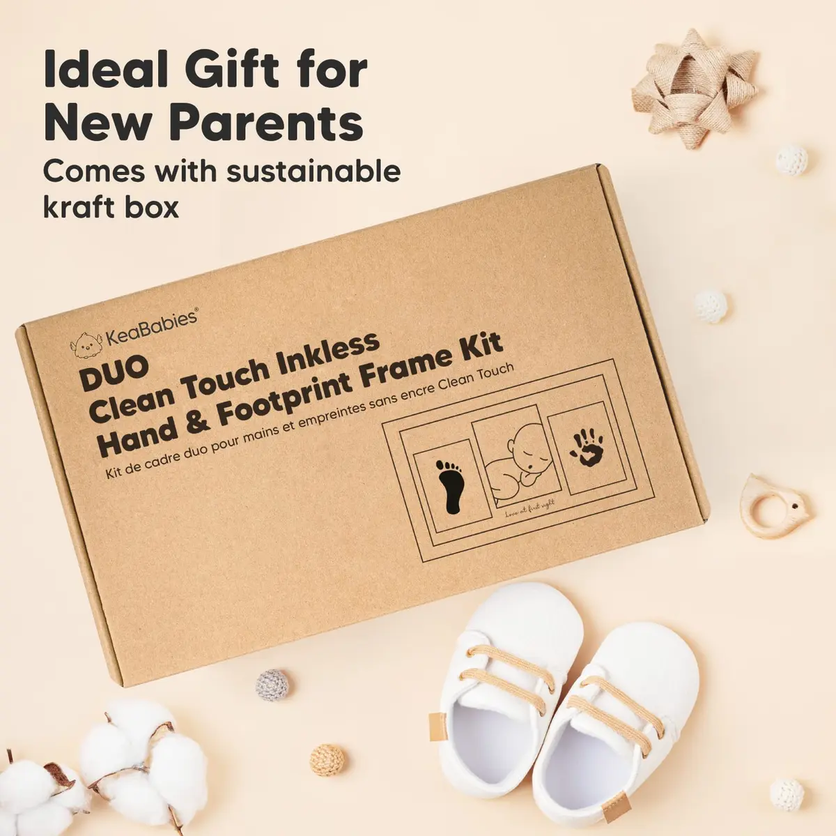 KeaBabies Inkless Baby Hand & Footprint Kit | Mess-Free Newborn Keepsake (Cloud Gray, 13" x 7.8") - view 9