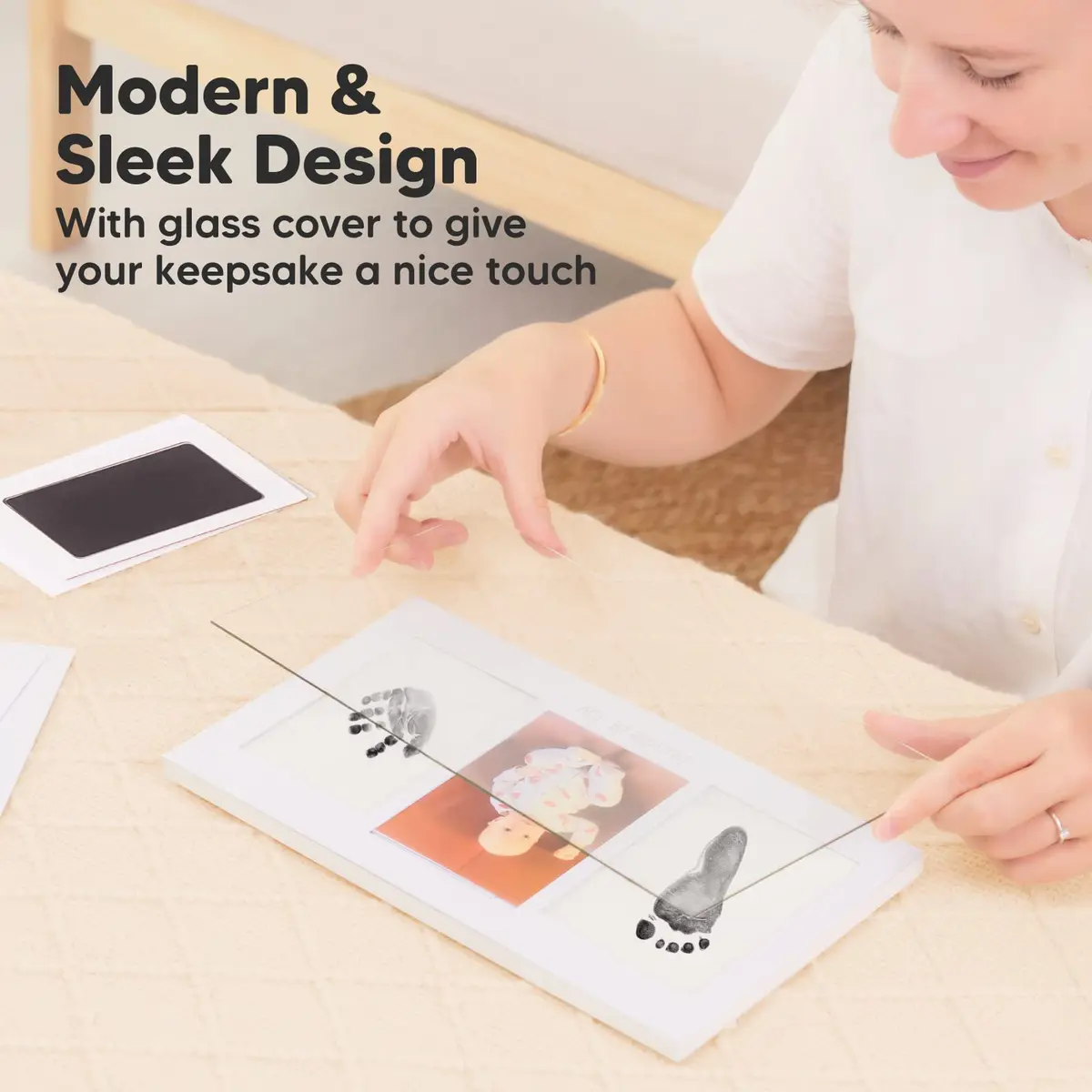 KeaBabies Inkless Baby Hand & Footprint Kit | Mess-Free Newborn Keepsake (Cloud Gray, 13" x 7.8") - view 3