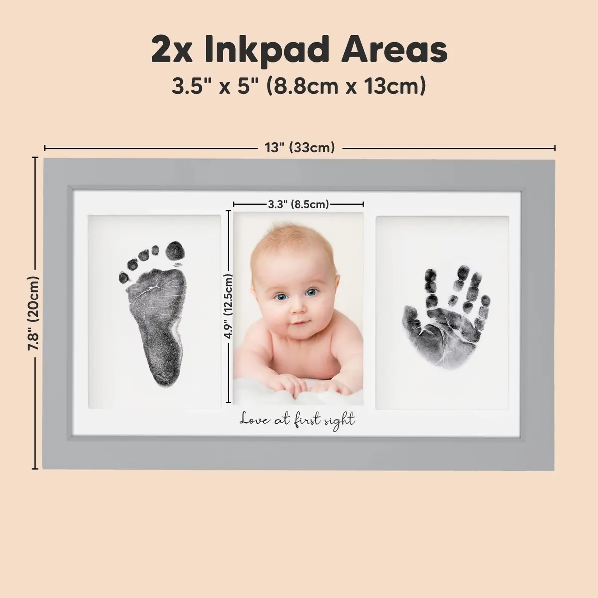 KeaBabies Inkless Baby Hand & Footprint Kit | Mess-Free Newborn Keepsake (Cloud Gray, 13" x 7.8") - view 4