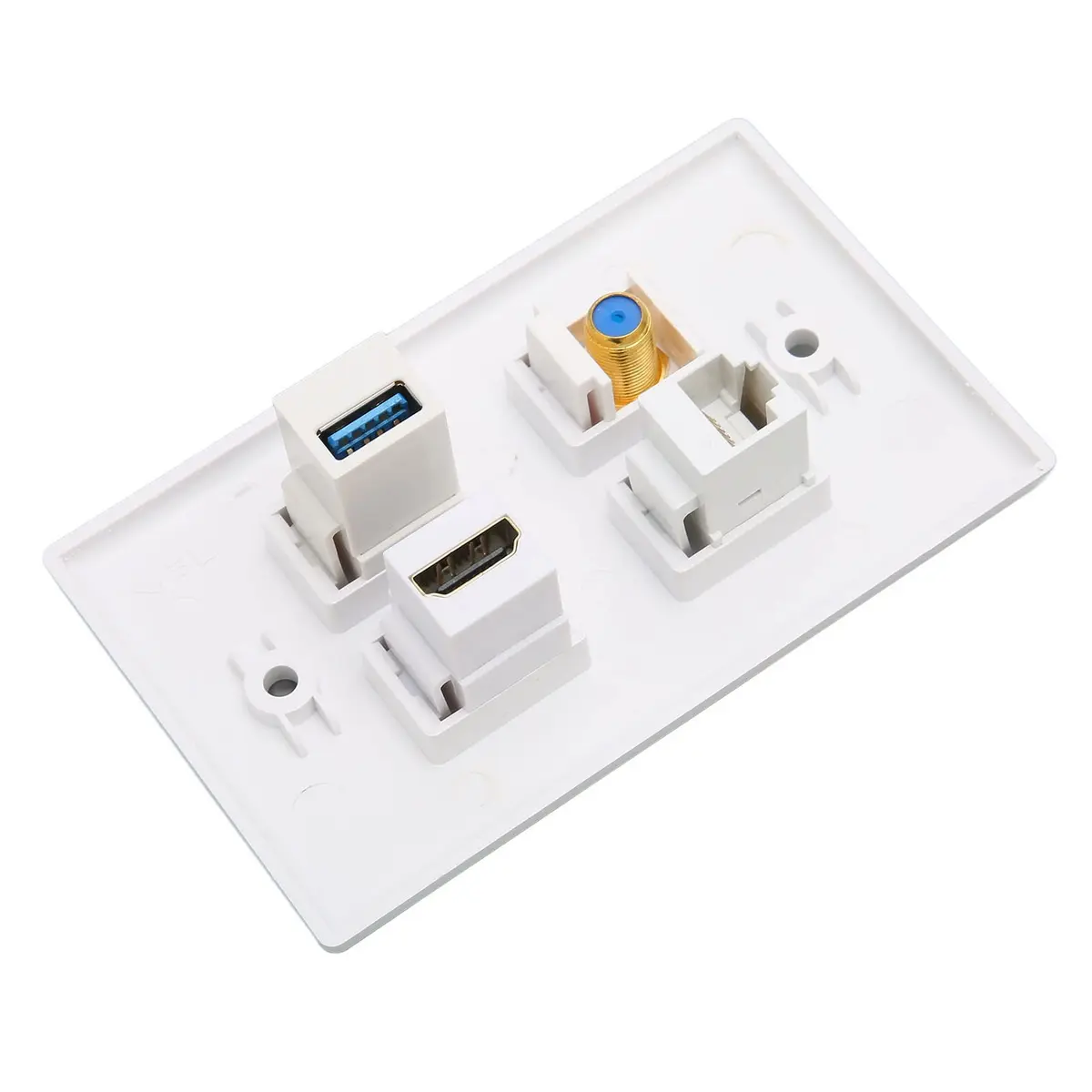 ASHATA 4 Port HDMI Coax Ethernet Wall Plate | HDMI, USB 3.0, RJ45, Cat6 Compatible (7.5cm x 11.7cm x 3.2cm) - view 7