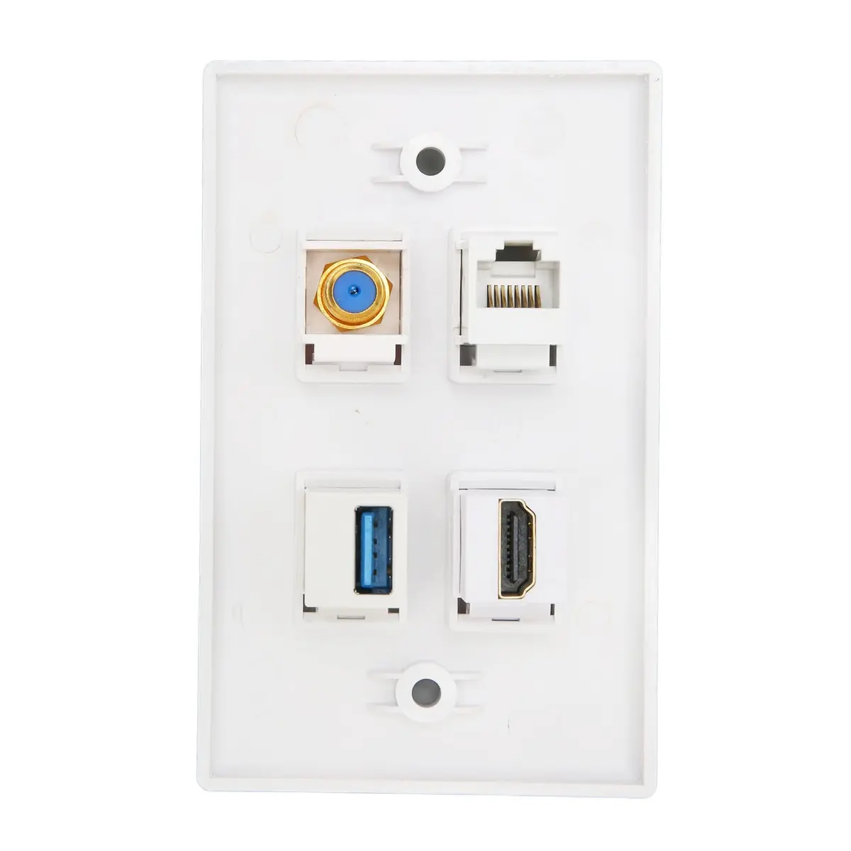 ASHATA 4 Port HDMI Coax Ethernet Wall Plate | HDMI, USB 3.0, RJ45, Cat6 Compatible (7.5cm x 11.7cm x 3.2cm) - view 4