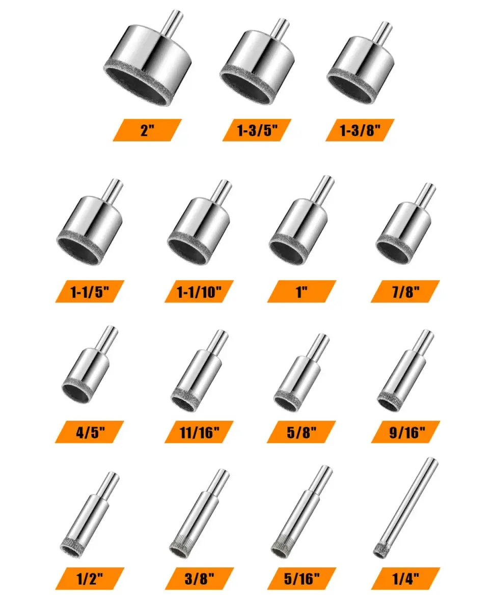Semderm Diamond Hole Saw Drill Bit Set 15 PCS (6 mm - 50 mm) | For Tile, Glass, Granite, Stone - view 2