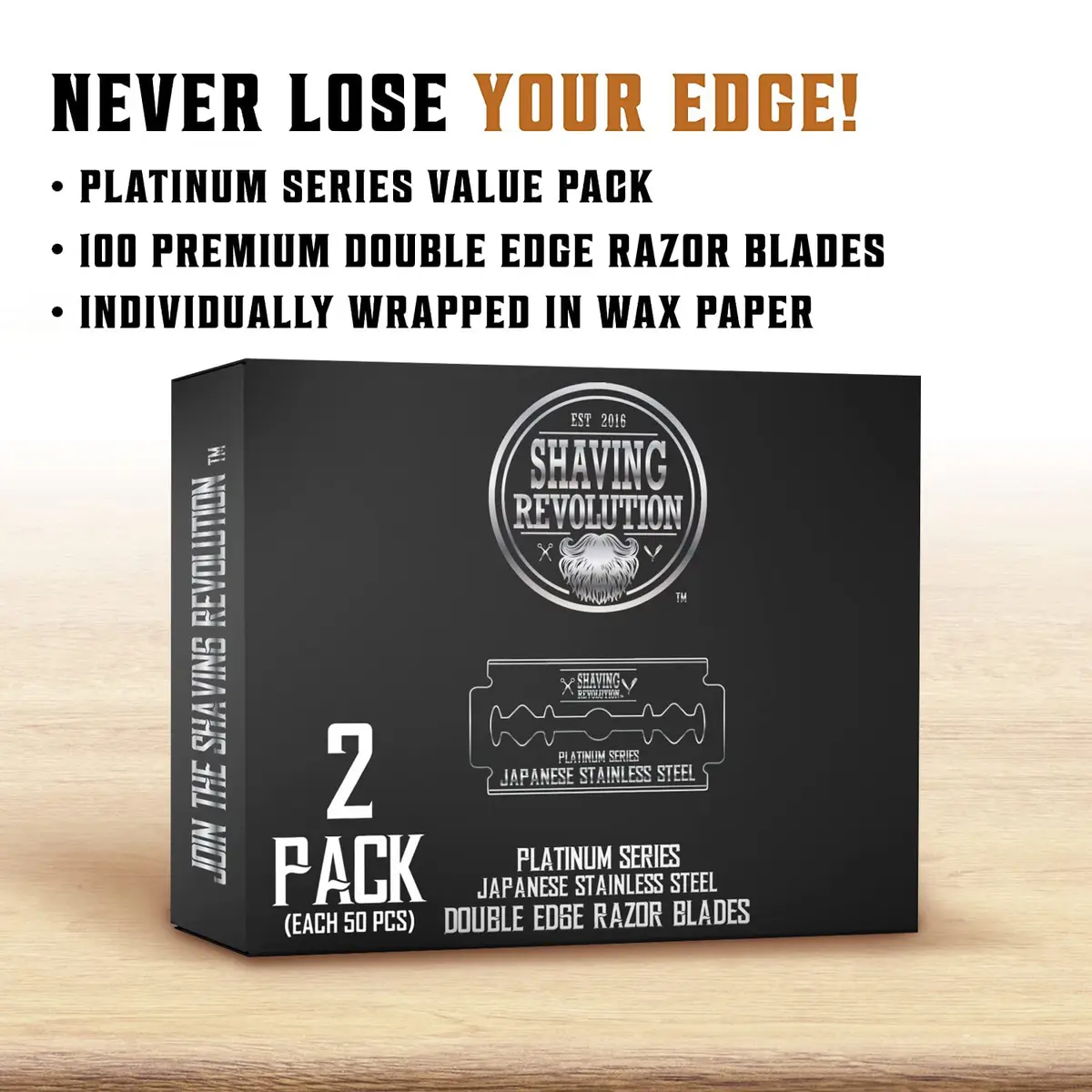 SHAVING REVOLUTION Double Edge Razor Blades 100 Count | Platinum Japanese Stainless Steel for a Precise, Smooth Shave - view 2