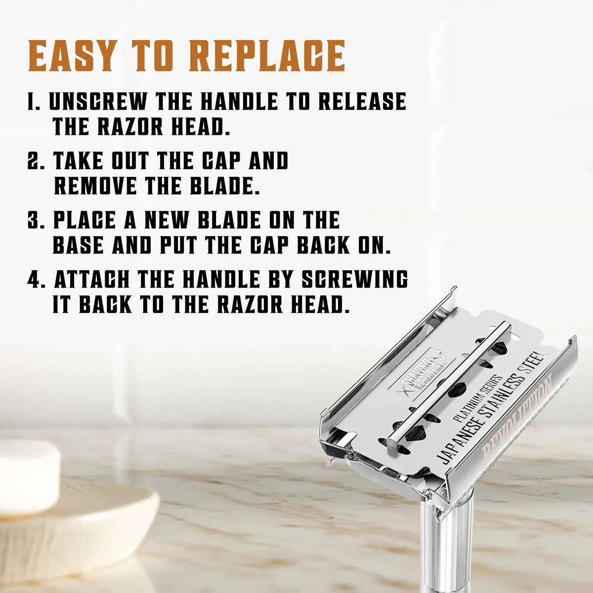 SHAVING REVOLUTION Double Edge Razor Blades 100 Count | Platinum Japanese Stainless Steel for a Precise, Smooth Shave - view 4