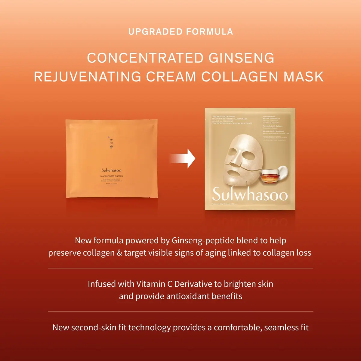 Sulwhasoo Concentrated Ginseng Rejuvenating Cream Collagen Mask 5 Pack | Visibly Smooth Fine Lines & Reinforce Skin Resilience - view 7