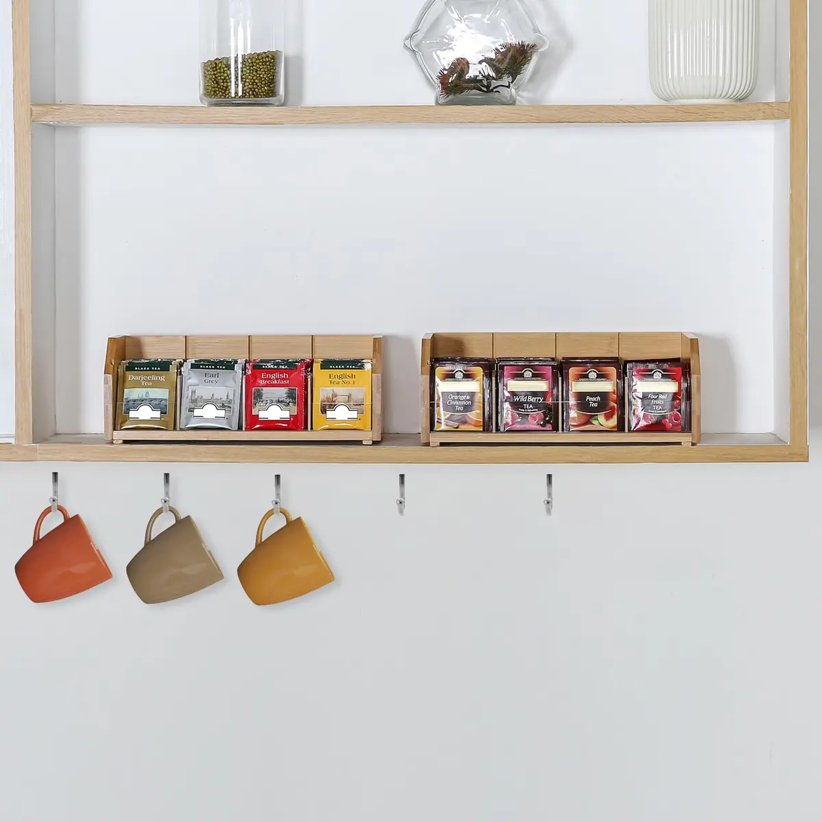 TIOPGHAD 2-Layer Stackable Bamboo Tea Bag Organizer Holder 32cm (12.2in) | Holds 150 Tea Bags - view 7
