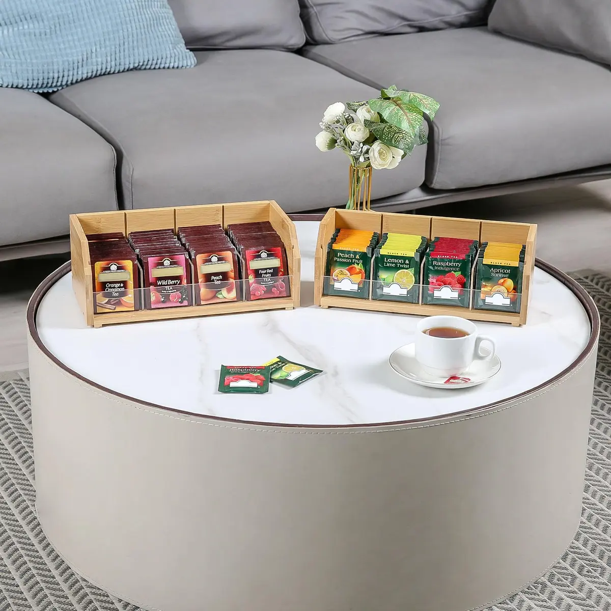 TIOPGHAD 2-Layer Stackable Bamboo Tea Bag Organizer Holder 32cm (12.2in) | Holds 150 Tea Bags - view 3