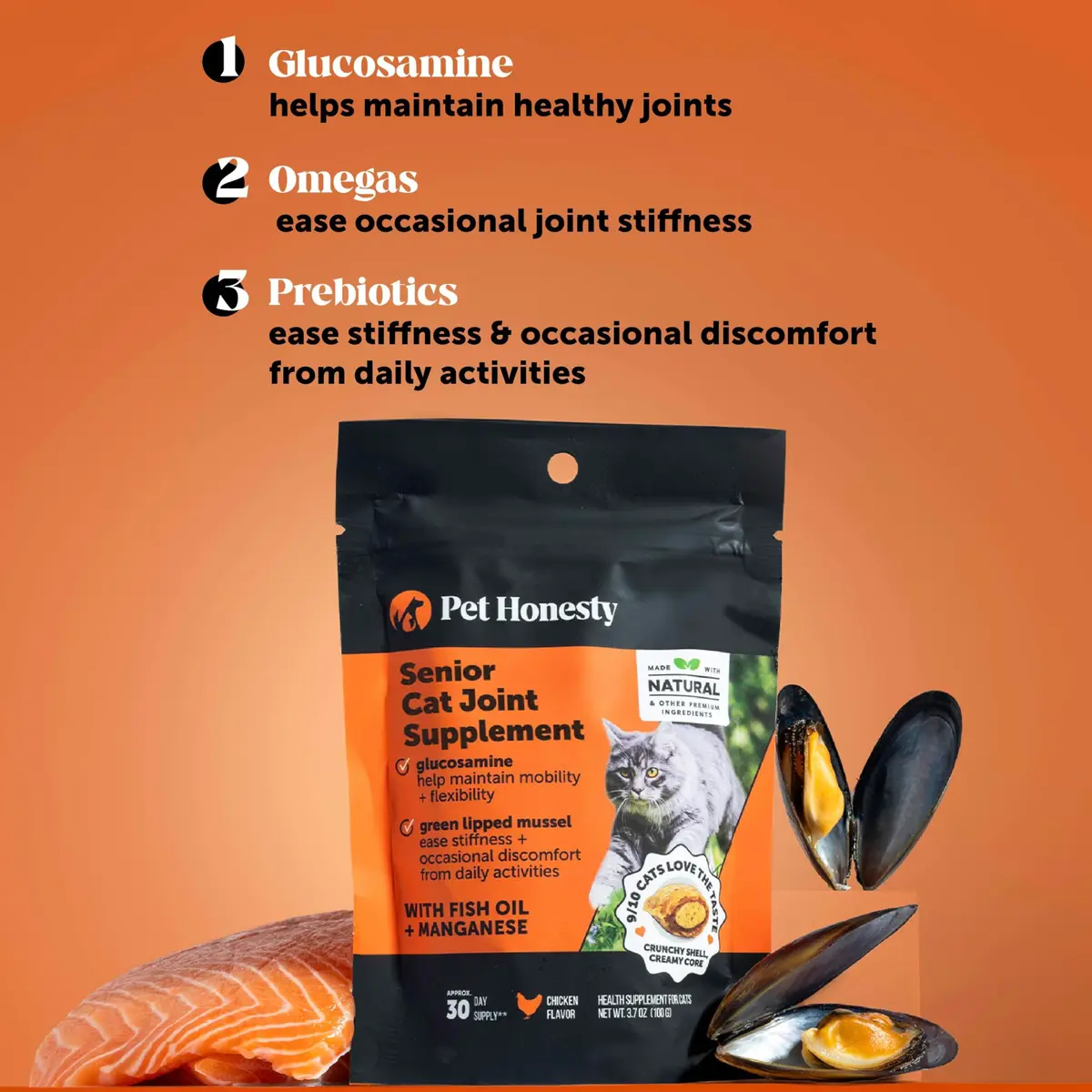 Pet Honesty Vet Backed Senior Cat Joint Supplement, Chicken, 300 Chews | Supports Mobility & Comfort - view 3
