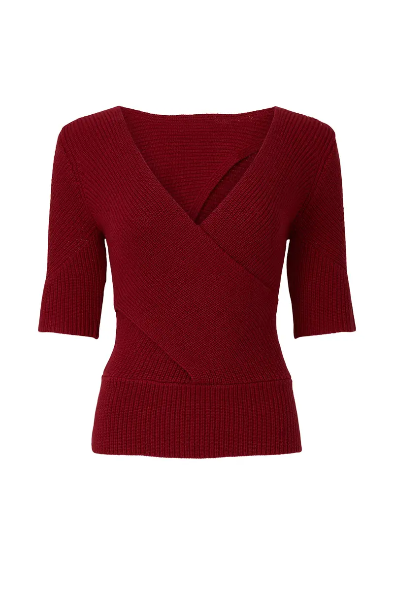 TOME Collective Rent the Runway Pre-Loved Cross Front Sweater, Small | Open Back, Red - view 2