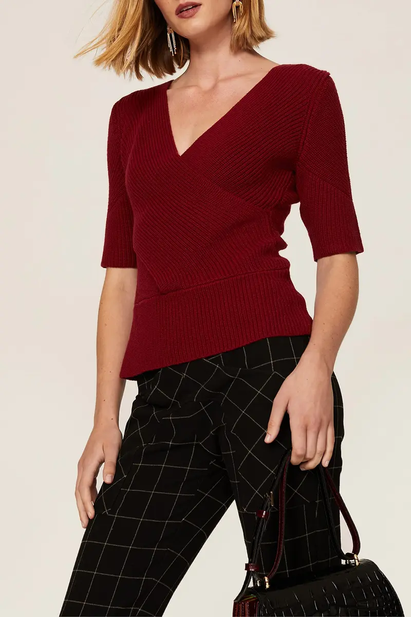 TOME Collective Rent the Runway Pre-Loved Cross Front Sweater, Small | Open Back, Red - view 3