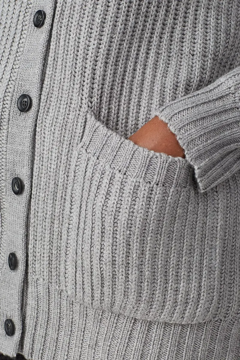 Thakoon Collective Grey Cable Knit Cardigan | V-Neck, Medium, Rayon Blend, 28" Length - view 5