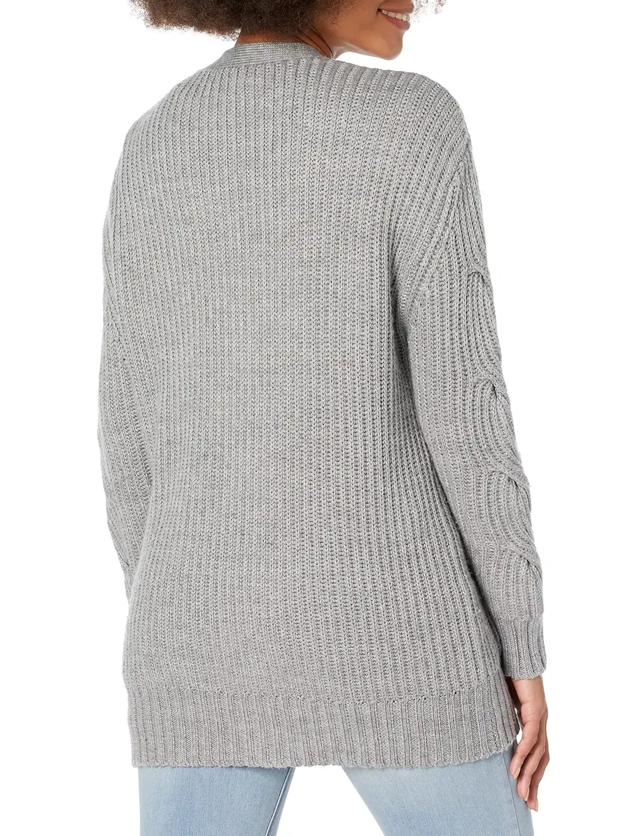 Thakoon Collective Grey Cable Knit Cardigan | V-Neck, Medium, Rayon Blend, 28" Length - view 2