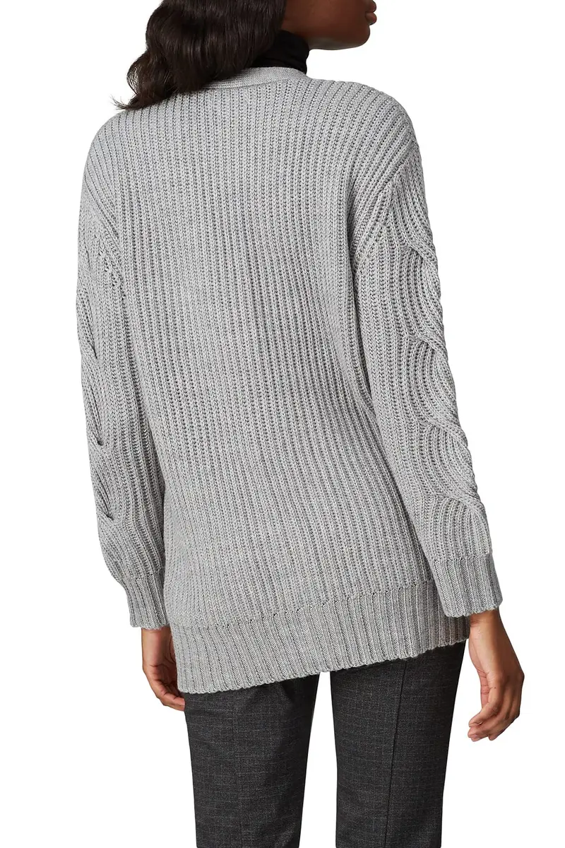 Thakoon Collective Grey Cable Knit Cardigan | V-Neck, Medium, Rayon Blend, 28" Length - view 4