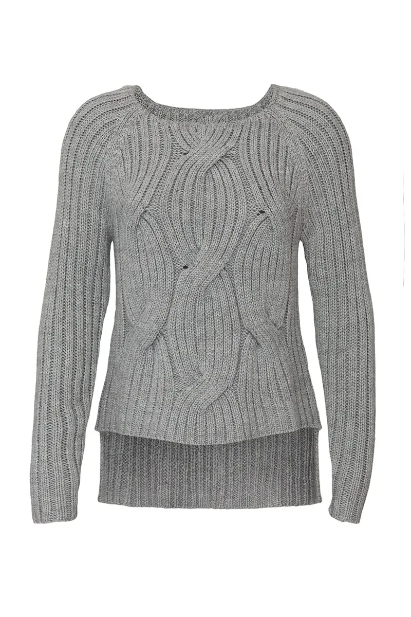 KF/KaufmanFranco Collective Grey Cable Knit Sweater | Relaxed Fit, Acrylic & Cotton, Small - view 2