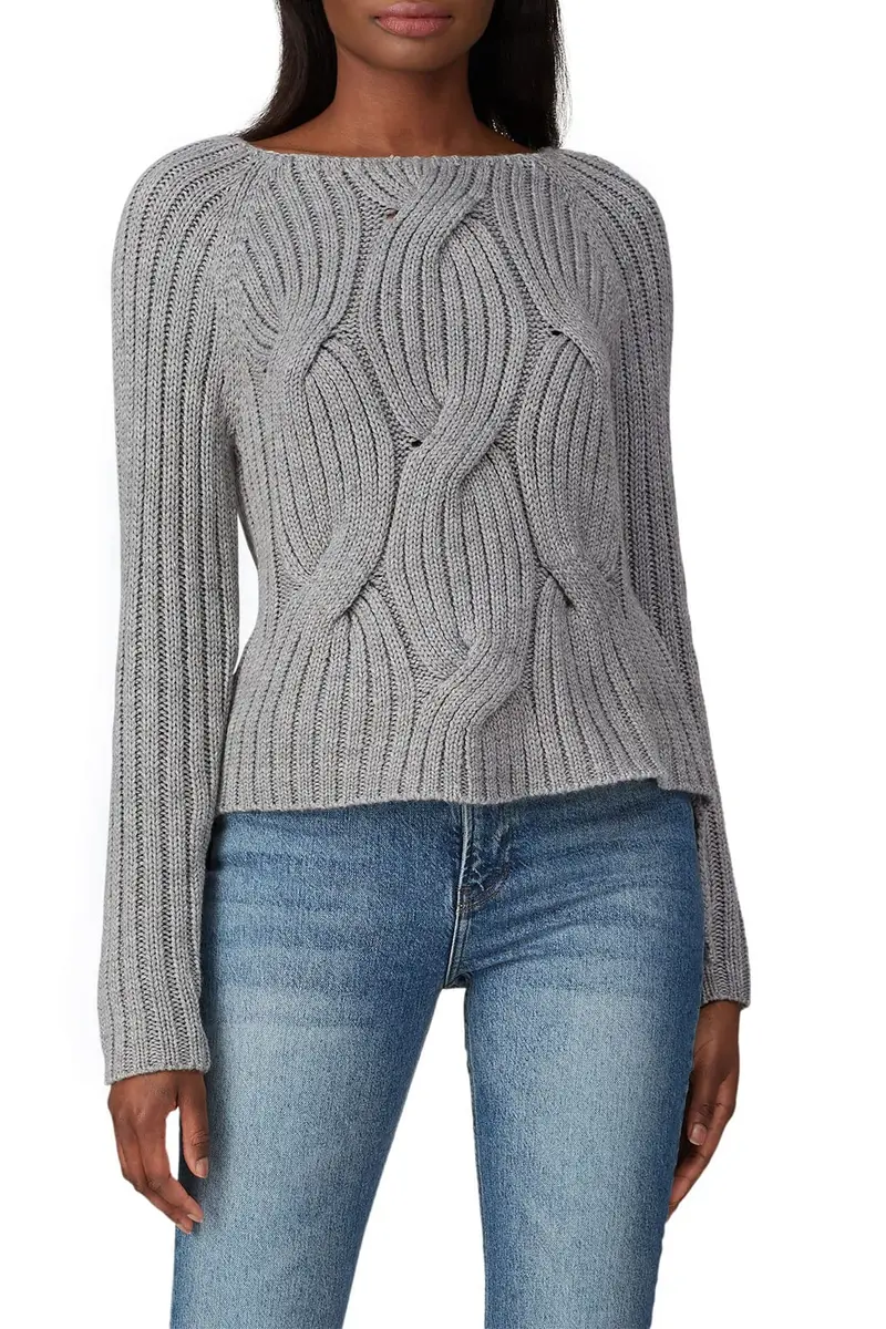 KF/KaufmanFranco Collective Grey Cable Knit Sweater | Relaxed Fit, Acrylic & Cotton, Small - view 3