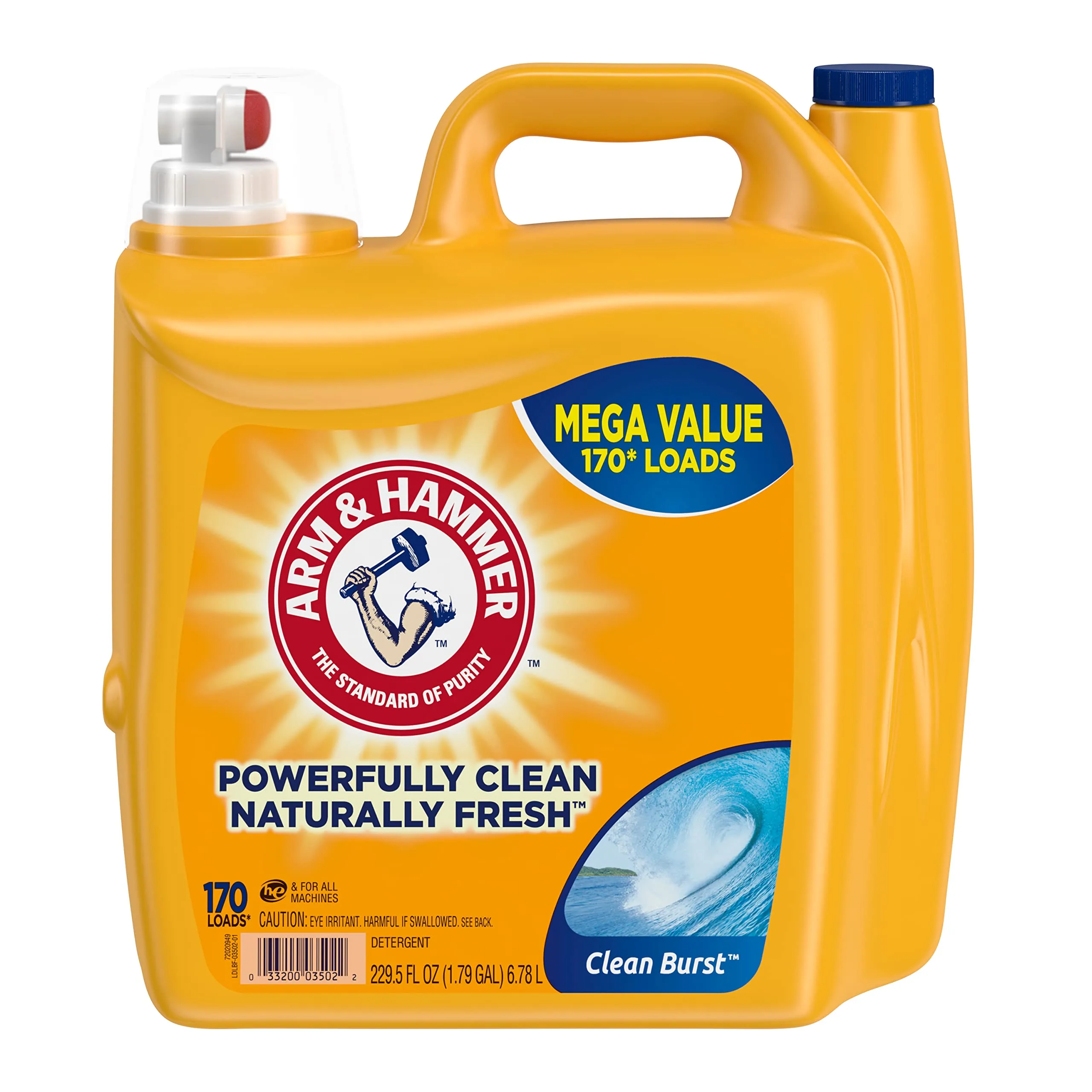ARM & HAMMER Clean Burst Liquid Laundry Detergent, 229.5 Fl Oz (6780 ml) | Concentrated Formula for Deep Cleaning - main product image
