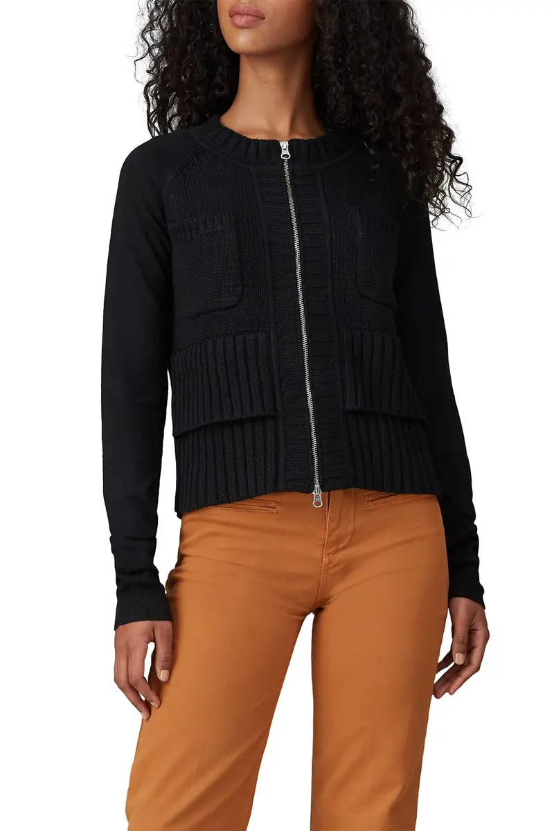 KF/KaufmanFranco Collective Exposed Zipper Knit Sweater Small | Black, US Size - view 3
