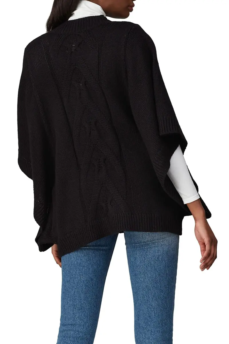 KF/KaufmanFranco Collective Rent the Runway Pre-Loved Black Slouchy Cable Knit Sweater, Small | Oversized V-Neck with Bat Sleeves - view 4
