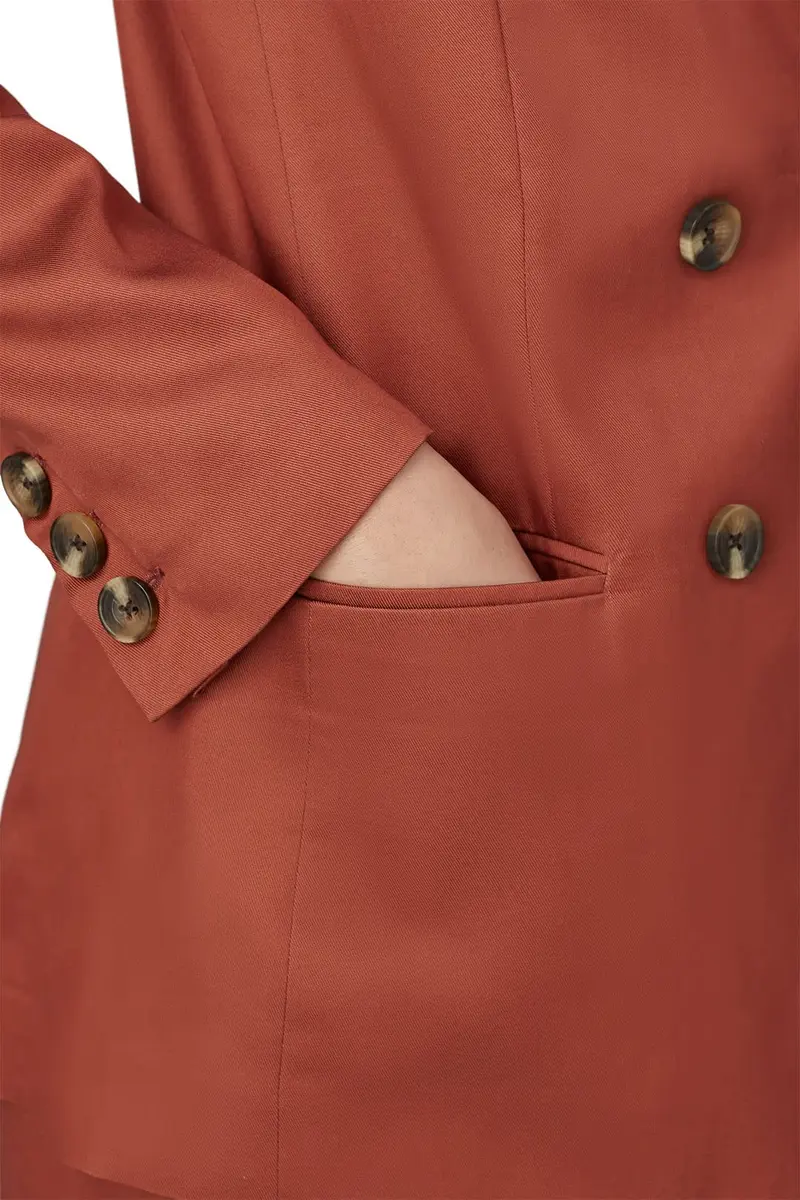 Sweet Baby Jamie Blazer Medium | Classic Double-Breasted Rust Suiting (70-120 chars) - view 5