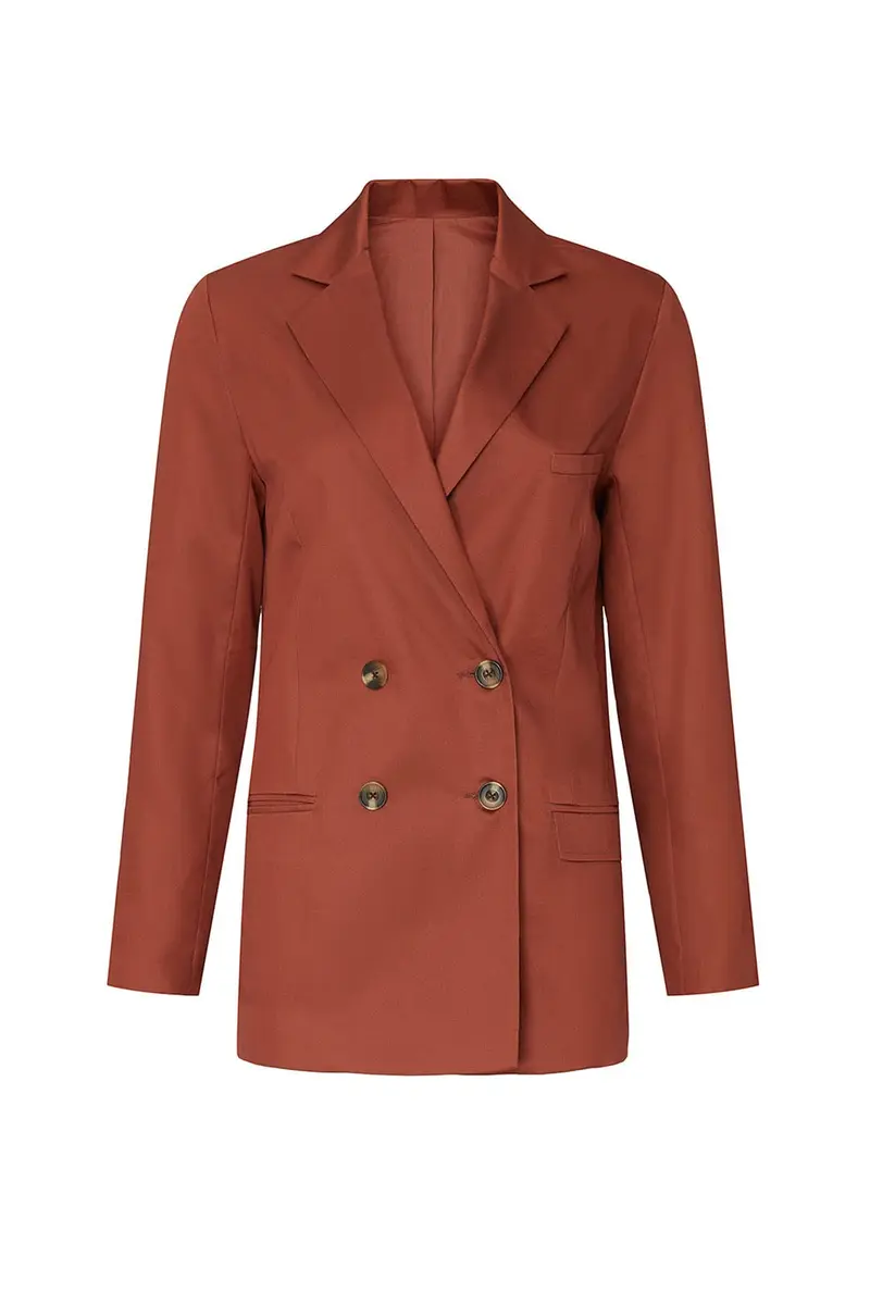 Sweet Baby Jamie Blazer Medium | Classic Double-Breasted Rust Suiting (70-120 chars) - view 2