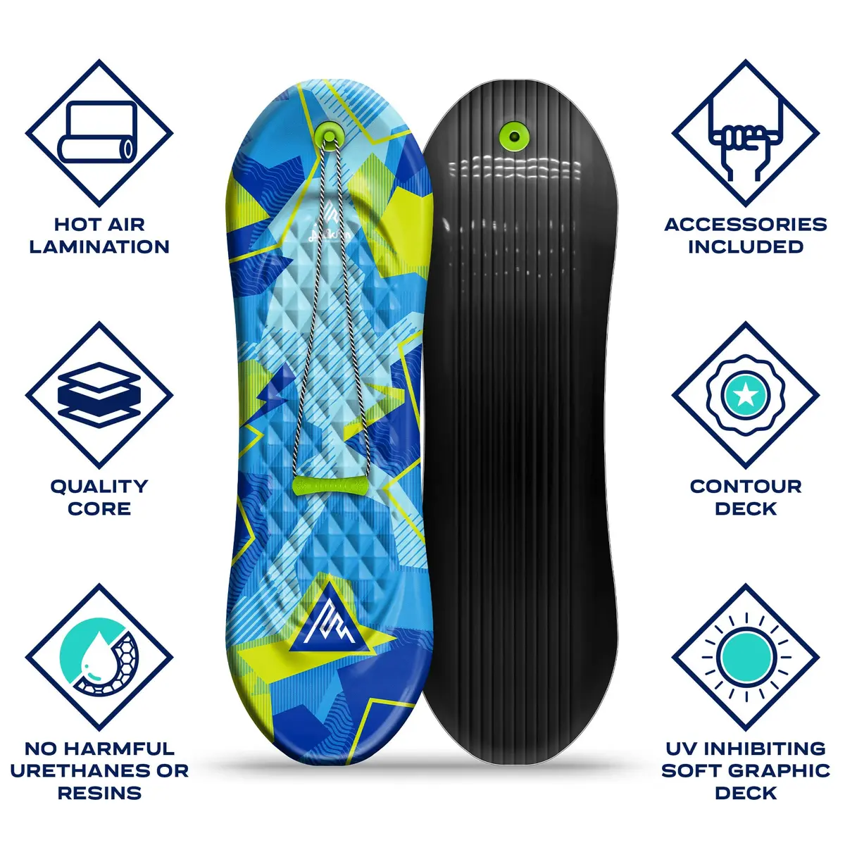 Artikfun Premium Foam Snowboard Sled 2-Pack | Contoured Foot Deck & Tow Rope | 48in-122cm | Safer Ride for All Ages - view 4
