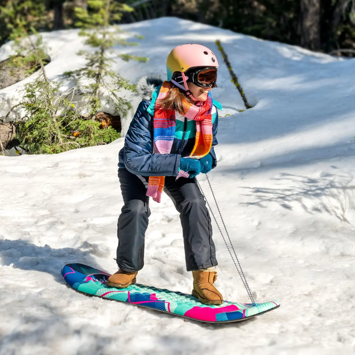 Artikfun Premium Foam Snowboard Sled 2-Pack | Contoured Foot Deck & Tow Rope | 48in-122cm | Safer Ride for All Ages - view 3