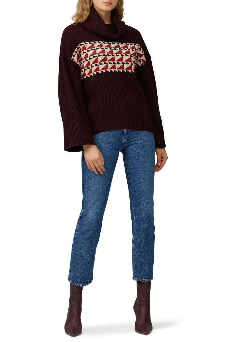 Charli Sweater Lisa Pullover in Purple | Boxy Fit, High Neck, Polyester Blend - main product image