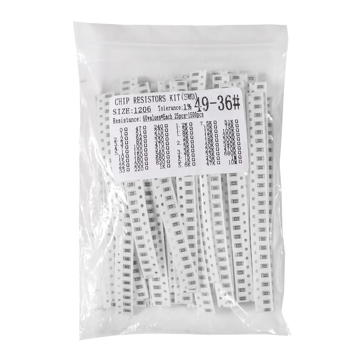 AEDIKO 1500pcs 1206 Resistors Kit 60 Values 1% 0.25W | Assorted SMD Resistor Pack - view 5