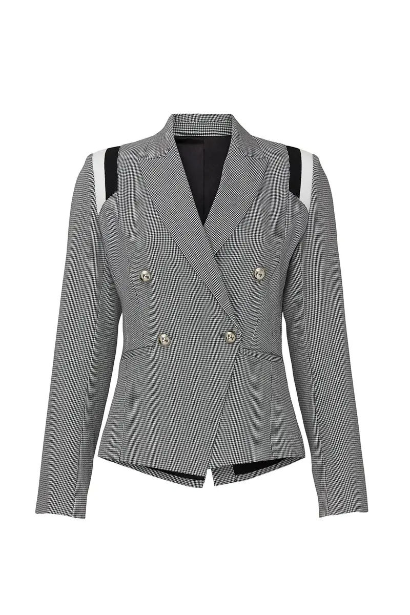 Great Jones Blazer Plaid Varsity Stripe | Classic Fit, Grey, X-Small | Support Indian Business Casual - view 2